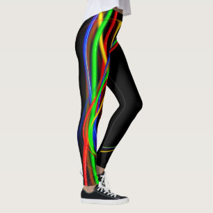 Psychedelic Cool Fractal Neon Glow Abstract Leggings