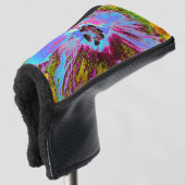 Psychedelic Cornflower Blue en Magenta Hibiscus Golfheadcover (3/4 voorkant)