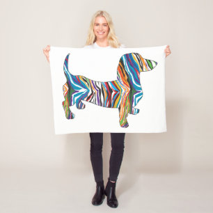 Psychedelic Dachshund Fleece Deken
