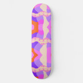 Psychedelic Daisy Chain Patchwork - Roze Paarse 2 Skateboard (Voorkant)