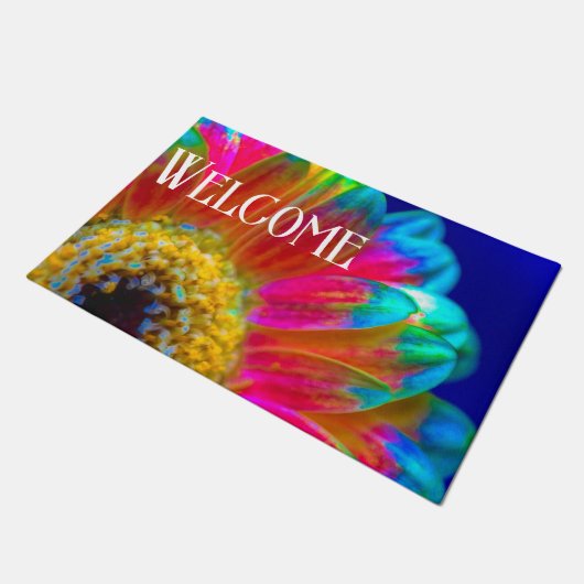Psychedelic Daisy Doormat Deurmat (Schuin)