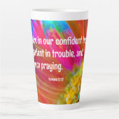 Psychedelic Daisy Romans 12:12 Latte Mug (Devant)