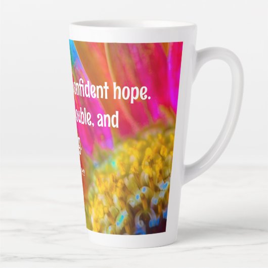 Psychedelic Daisy Romans 12:12 Latte Mug (Droite)
