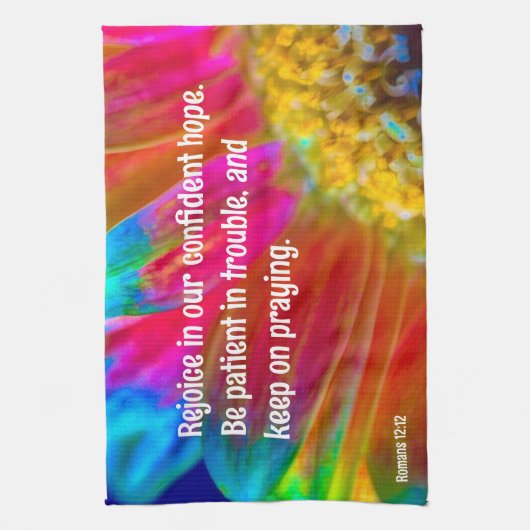 Psychedelic Daisy Romans 12:12 Serviette de cuisin (Vertical)