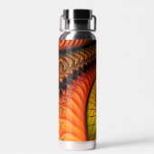 Psychedelic Dark Spiral in Oranje en zwart Waterfles (Achterkant)