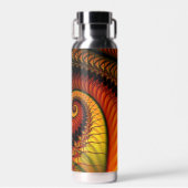 Psychedelic Dark Spiral in Oranje en zwart Waterfles (Voorkant)