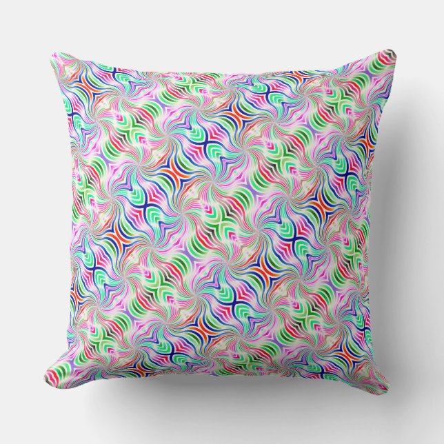Psychedelic Diagonal Rainbow Reversible Boho Kussen (Voorkant)