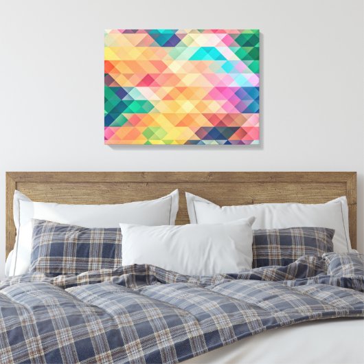 Psychedelic Diamonds en driehoeken Canvas Afdruk (Insitu (Slaapkamer))