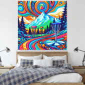 Psychedelic Disc Golfbaan Canvas Afdruk (Insitu (Slaapkamer))