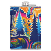 Psychedelic Disc Golfbaan in de bergen Heupfles (Achterkant)