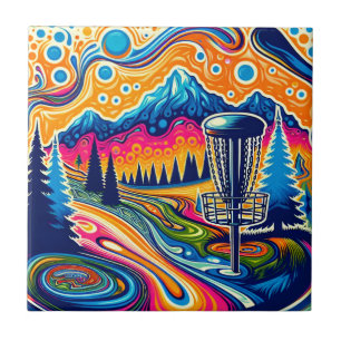 Psychedelic Disc Golfbaan in de bergen Tegeltje