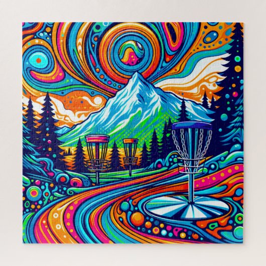 Psychedelic Disc Golfbaan Legpuzzel (Verticaal)