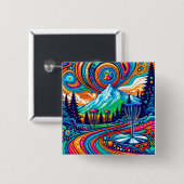 Psychedelic Disc Golfbaan Vierkante Button 5,1 Cm (Voorkant /achterkant)