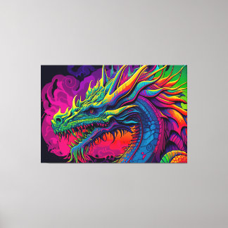 Psychedelic Dragon Design Canvas Afdruk