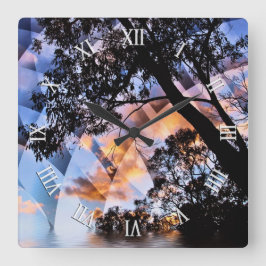 Psychedelic Dreams Natuur Uitzicht Wall Clock Vierkante Klok