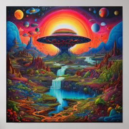 Psychedelic Dreamscape Alien Poster