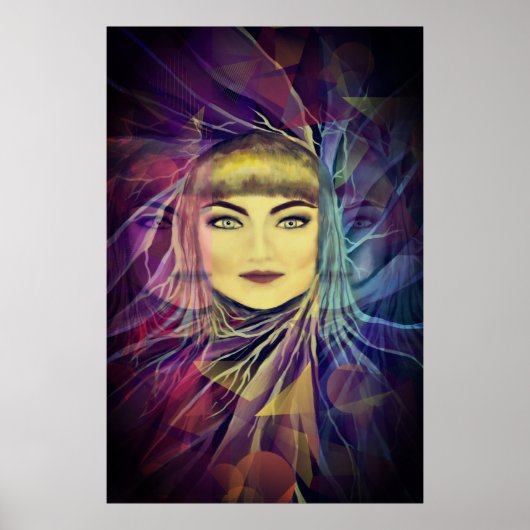 Psychedelic Dreamweaver Girl - Surrealisme schilde Poster (Voorkant)