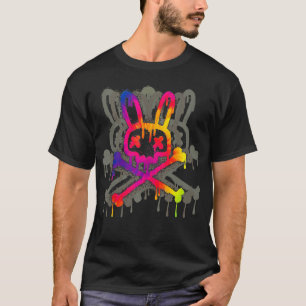 Psychedelic een konijntje kleurstof schedel en gek t-shirt
