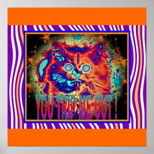 Psychedelic Electric Cat Poster