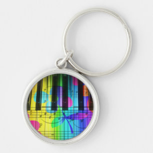 Psychedelic Electric Piano Keyboard en Flowers Sleutelhanger