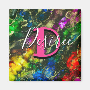 Psychedelic en Gilt Alcohol Ink Magneet
