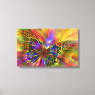 Psychedelic en multikleurenvlinder canvas afdruk