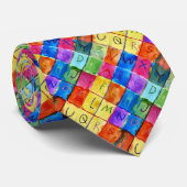 Psychedelic English Alphabet Satin Teacher Stropda Stropdas (Opgerold)