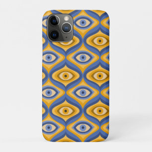 Psychedelic eye patroonindigo blauw geel iPhone 11 pro hoesje