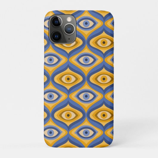 Psychedelic eye patroonindigo blauw geel Case-Mate iPhone case (Achterkant)