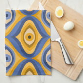 Psychedelic eye patroonindigo blauw geel theedoek (Quarter Fold)