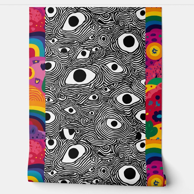 Psychedelic Eye Pattern Wallpaper - Trippy Optical Behang (Afrollen)