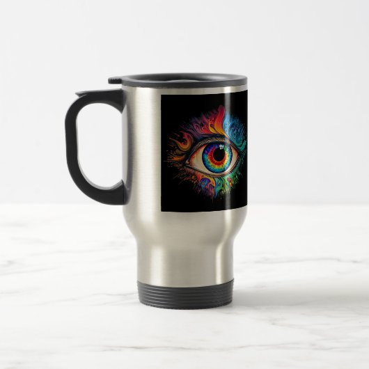 Psychedelic Eye Travel/Commuter Mok, 15 oz Reisbeker (Links)