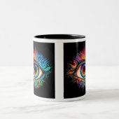 Psychedelic Eye Two-Tone Mok, 11 oz Tweekleurige Koffiemok (Center)
