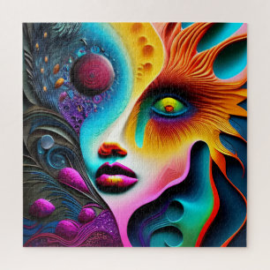 Psychedelic Face Abstracte Art Legpuzzel
