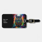 Psychedelic Fantasy Hippy Uil Bagagelabel (Voorkant horizontaal)