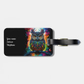 Psychedelic Fantasy Hippy Uil Bagagelabel (Achterkant horizontaal)