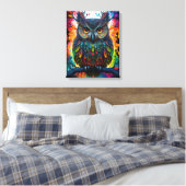 Psychedelic Fantasy Hippy Uil Canvas Afdruk (Insitu (Slaapkamer))