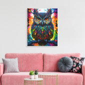 Psychedelic Fantasy Hippy Uil Canvas Afdruk (Insitu (Woonkamer))