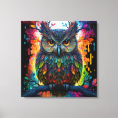 Psychedelic Fantasy Hippy Uil Canvas Afdruk (Voorkant)