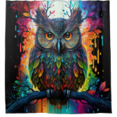 Psychedelic Fantasy Hippy Uil Douchegordijn (Voorkant)