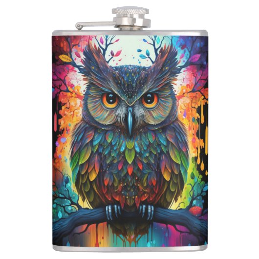 Psychedelic Fantasy Hippy Uil Heupfles (Voorkant)