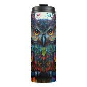 Psychedelic Fantasy Hippy Uil Thermosbeker (Voorkant)