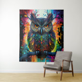Psychedelic Fantasy Hippy Uil Wandkleed (In situ)