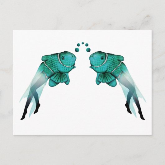 Psychedelic Fish Blue Briefkaart (Voorkant)