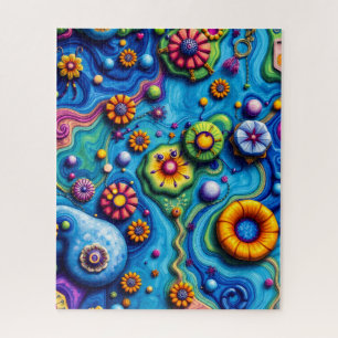 Psychedelic Floral Dream - Kleurrijke Groovy Flowe Legpuzzel