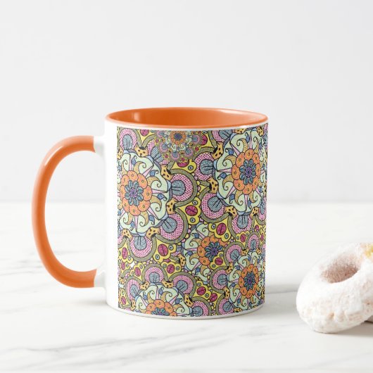 Psychedelic Floral Mandala Mok (Met donut)