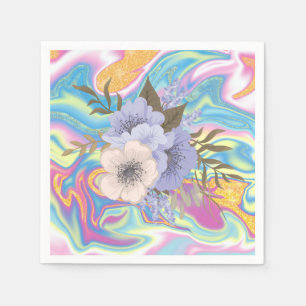Psychedelic Floral Marble Pattern Abstracte ventil Servet