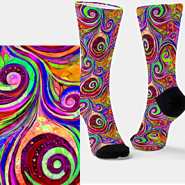 Psychedelic Floral Swirl Colorful Mystical Fantasy Sokken