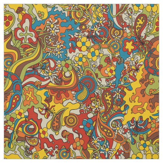 psychedelic flow, retro 70s fabric stof (Swatch)