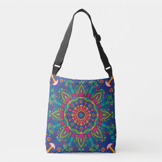 Psychedelic Forest Mandala Crossbody Tas (Voorkant)